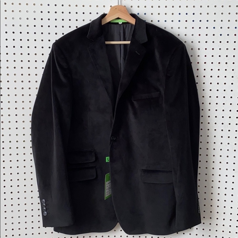 SALVATORE EXTE BLACK VELOUR BLAZER 42L NWT